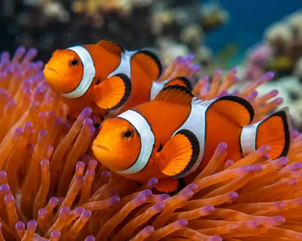 Ocellaris clownfish in sea anemone, a popular beginner-friendly and reef-safe saltwater fish for aquariums