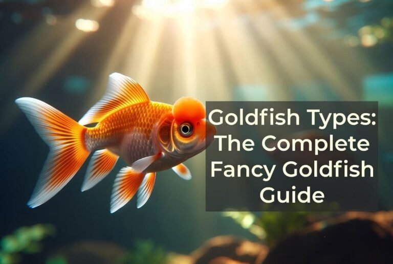 Fancy oranda goldfish swimming in aquarium, featured image for goldfish types guide