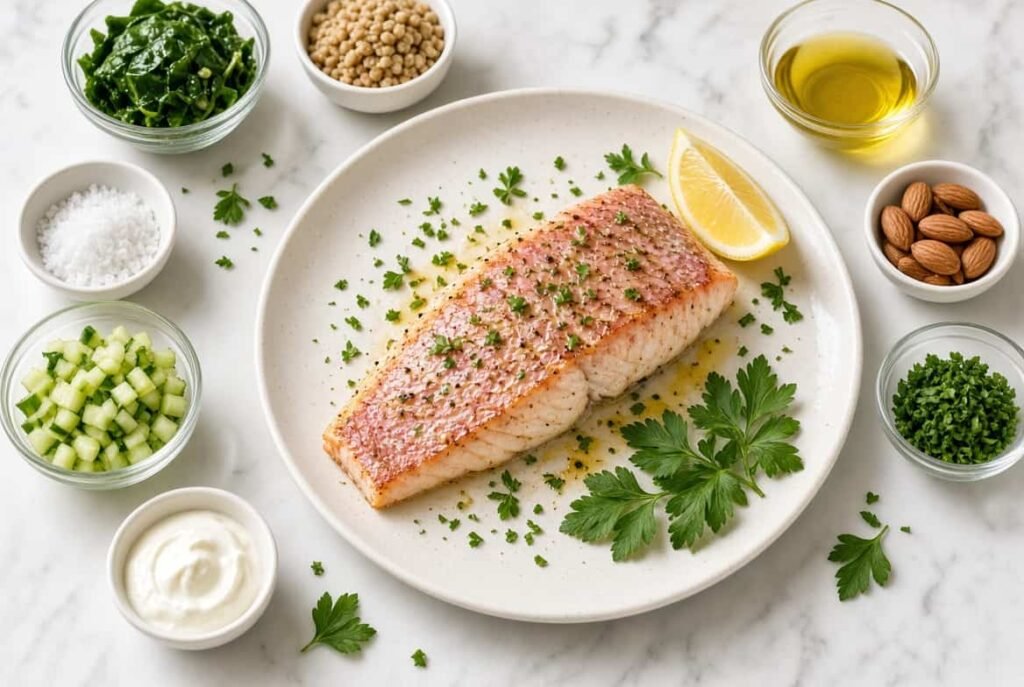 Cooked goatfish fillet nutrition facts with protein and omega 3 rich ingredients