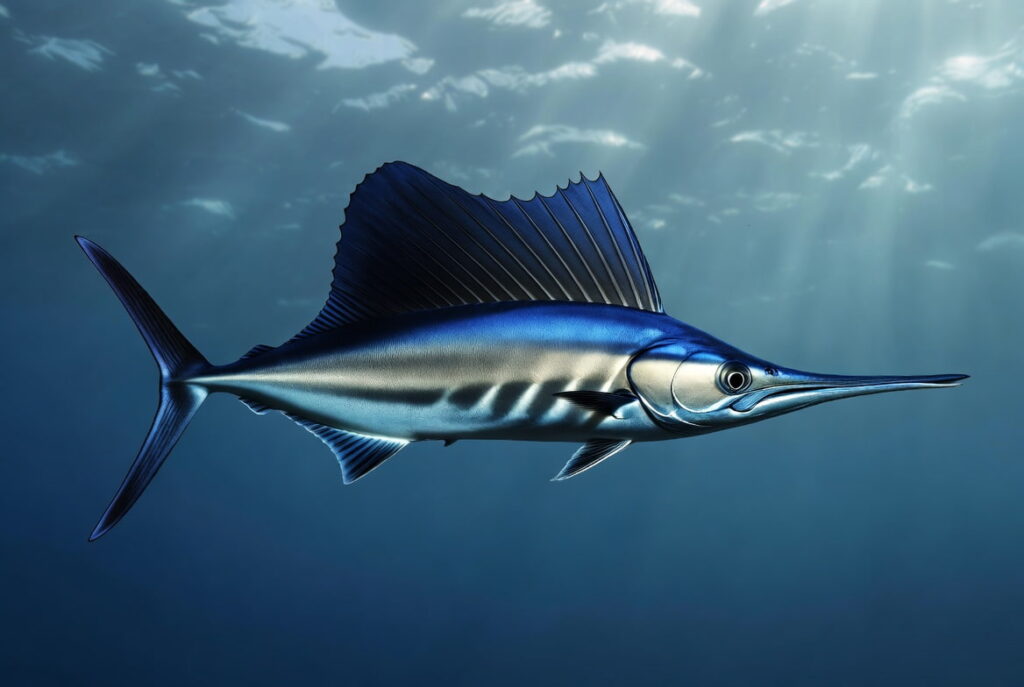 Sailfish swimming in a clean aquarium with vibrant colors Close-up of a fancy Sailfish showing flowing fins and bright colors Common Sailfish swimming in a garden pond with clear water