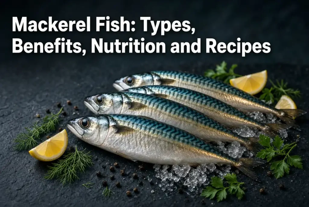 Whole mackerel fish grilling on charcoal barbecue with char marks and herb garnish, how to cook mackerel