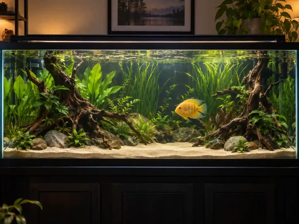 Spacious 75 gallon aquarium setup ideal for severum cichlid tank size"