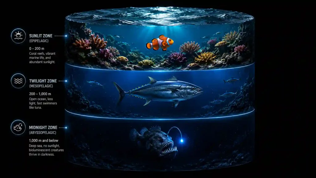 Fish habitat classification from coral reef to deep sea