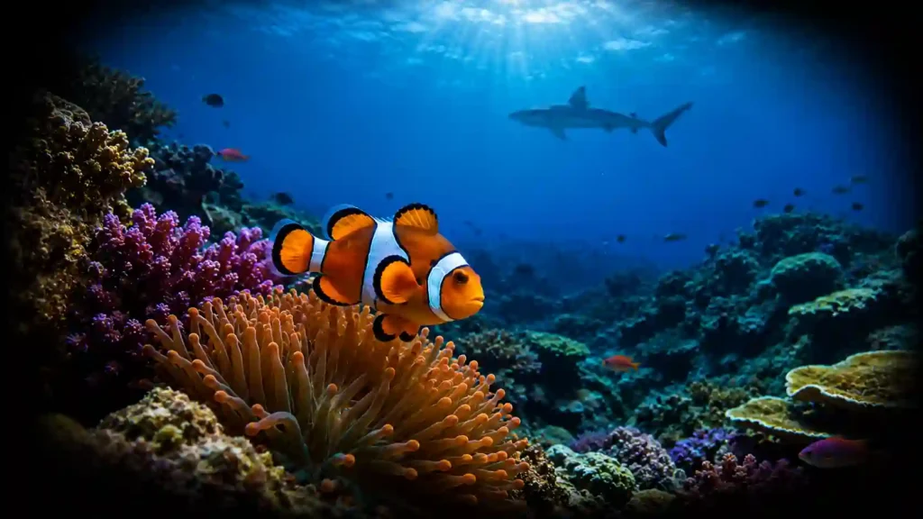 Saltwater fish species swimming near a coral reef ocean habitat