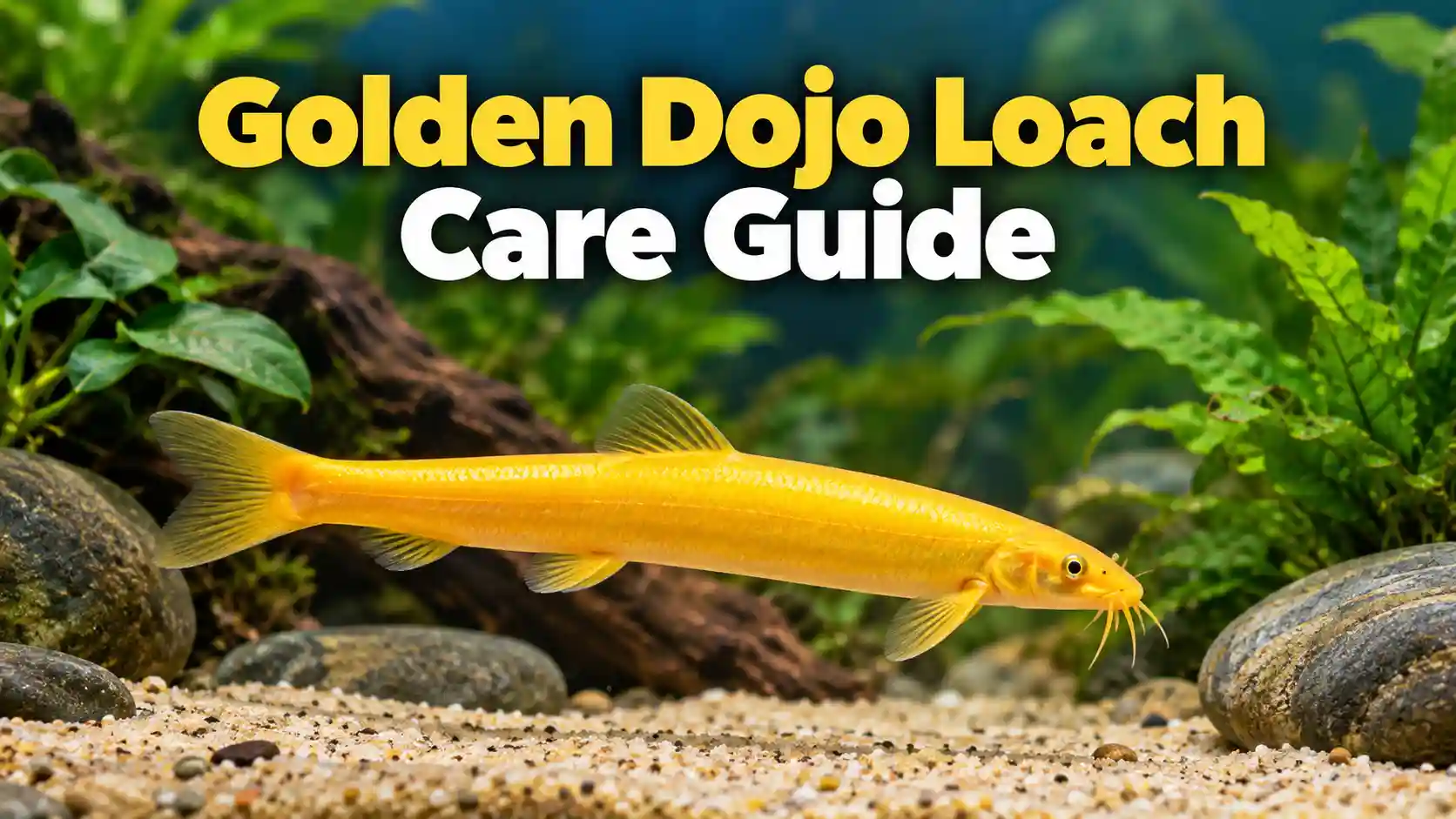 Golden dojo loach swimming in a planted freshwater aquarium tank